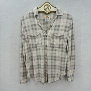 C&C California Plaid Flannel Shirt Women SMALL Soft Long Sleeve Grunge gorpcore
